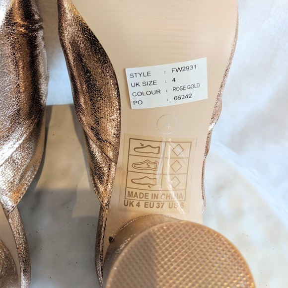 NWT Glamorous Metallic Heeled Mule Rose Gold 6 - Picture 4 of 5